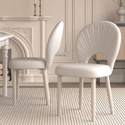 Chaise d'appoint blanche à dossier solide (ensemble de 2)