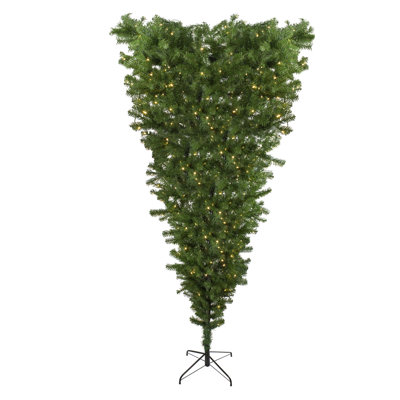 Arbre de Noël artificiel à l'envers 7,5 pi avec lumières DEL blanc chaud