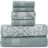 Ensemble de 6 serviettes réversibles en jacquard teint en fil - serviettes de bain, essuie-mains et débarbouillettes - super absorbant et à séchage rapide - 100% coton peigné