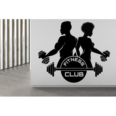 Adhésif décoratif remise en forme, gymnase, décoration murale, fille et garçon, séance d'entraînement, autocollant mural, motif afro américain