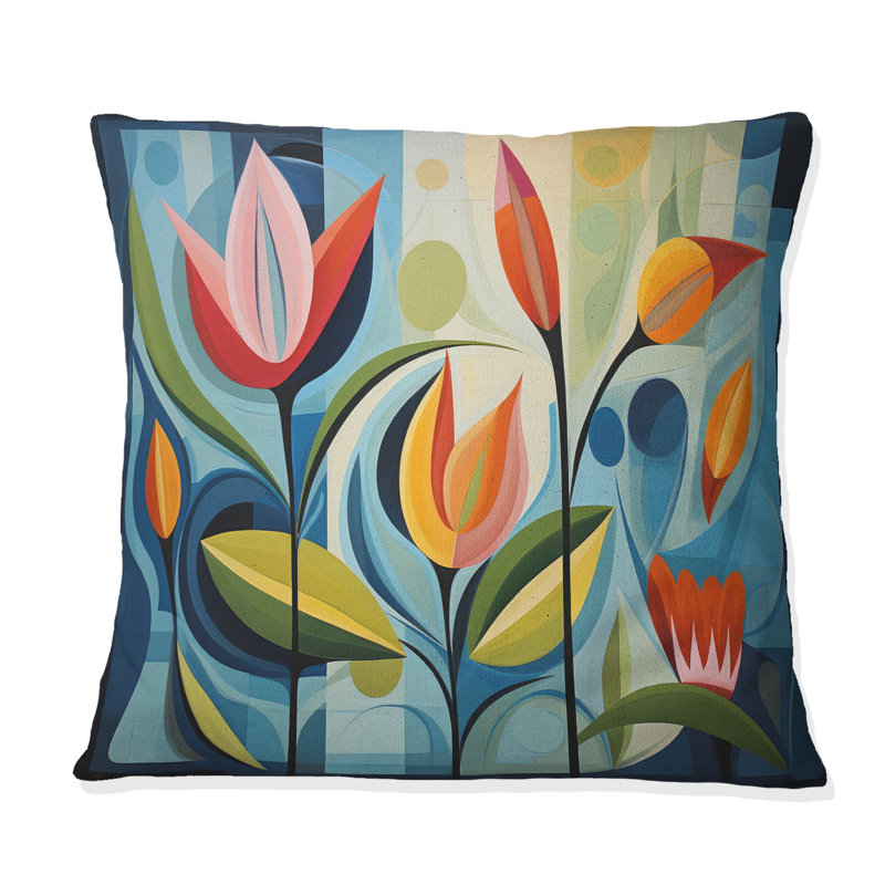 Green Mid Century Mod Nature II - Mid-Century Printed Throw Pillow, 18"H x 18"W, Square