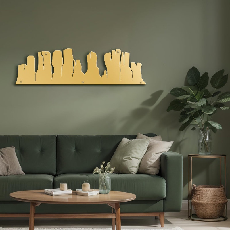 Rustic Mountain Range, décoration murale abstraite moderne, décoration suspendue, décoration murale en métal, Or