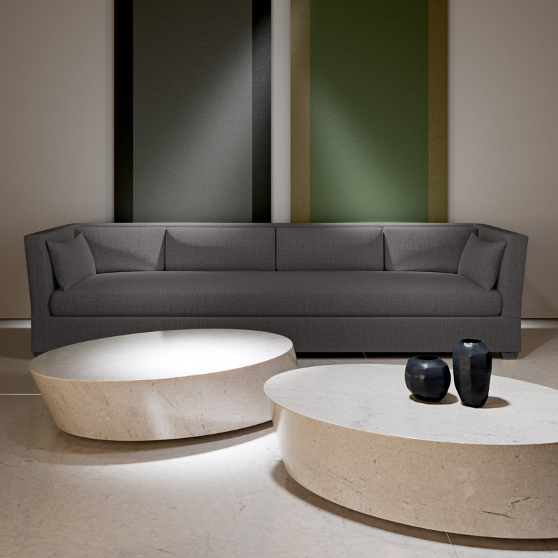 Rivington Flare Square Track-Arm Sofa, 31" H x 108" W x 37" D, Crushed Velvet Graphite, Ebony