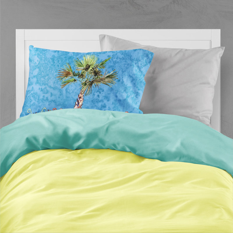  Taie d'oreiller Welcome Palm Tree, Bleu
