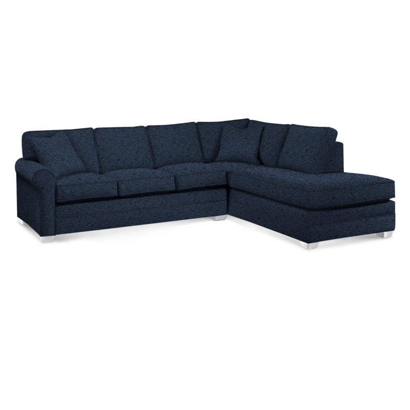 Bedford Upholstered Sectional, Frost White Finish, Right Hand Facing, Basic Navy; 0317-61