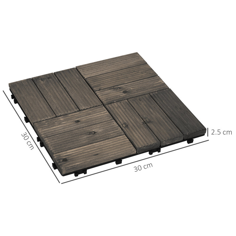 Adarien 30 x 2.5cm Wood Tile, Grey
