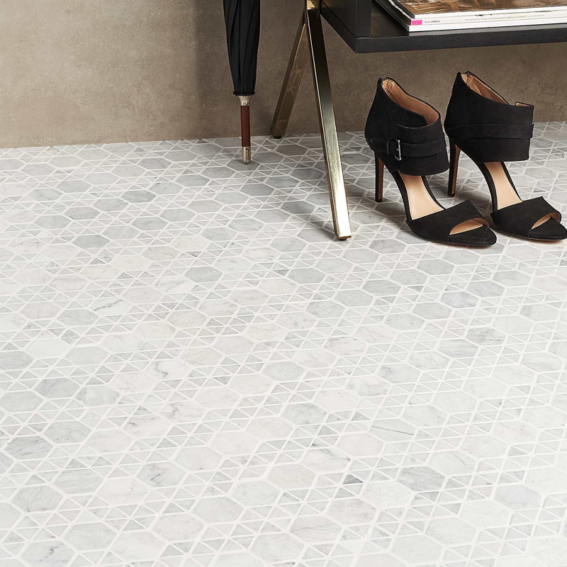 Aspekt Hex Matte White Carrara Mosaic