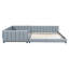 Queen Size & Twin XL Size Upholstered Platform Bed, Mother & Child Bed, PU Leather, Grey