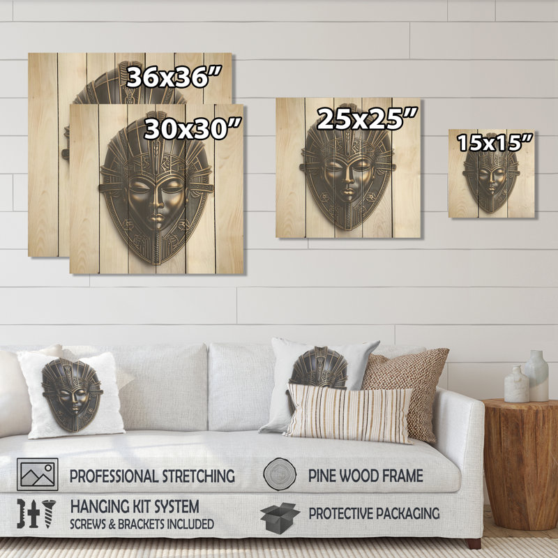Masque africain, royauté du Bénin I - Masque africain sur bois, H 15 po x l 15 po