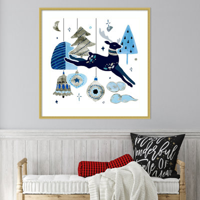 «Goodnight Reindeer I» par Melissa Wang, reproduction d'art encadrée sur bois