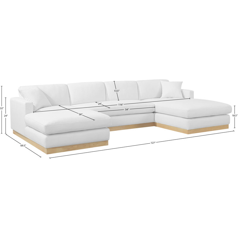 Huyen Upholstered 127'' Sofa, White Linen Textured Fabric