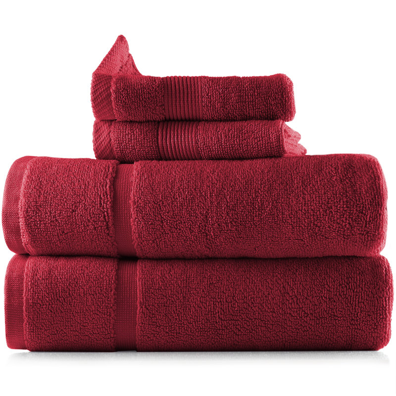 Danni-Leigh 6 Piece 100% Cotton Towel Set., Burgundy Red, 4-pack Bath Set