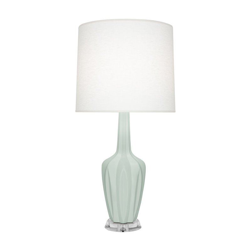 Petite lampe d'appoint Emma, Céramique / acrylique, Céladon mat glacé, H 30 po x l 6,25 po x P 15 po