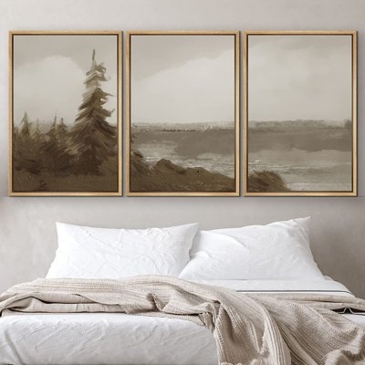 "IDÉE4WALL", reproduction d'art sur toile encadrée pastel aquarelle, forêt d'automne, paysage, nature sauvage, illustrations, art moderne, rustique, scénique, multicolore, pour le salon, la chambre à coucher, le bureau - 24 po x 36 po x 3 po