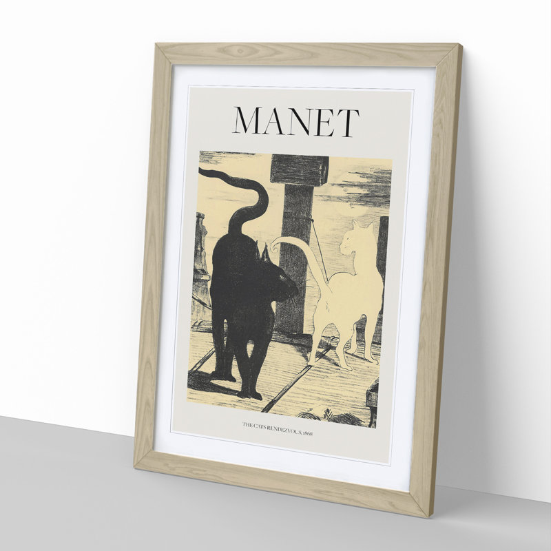 The Cats Rendezvous Vol.1 by Edouard Manet - Picture Frame Painting, Oak Framed, 36cm H x 27cm W x 2cm D