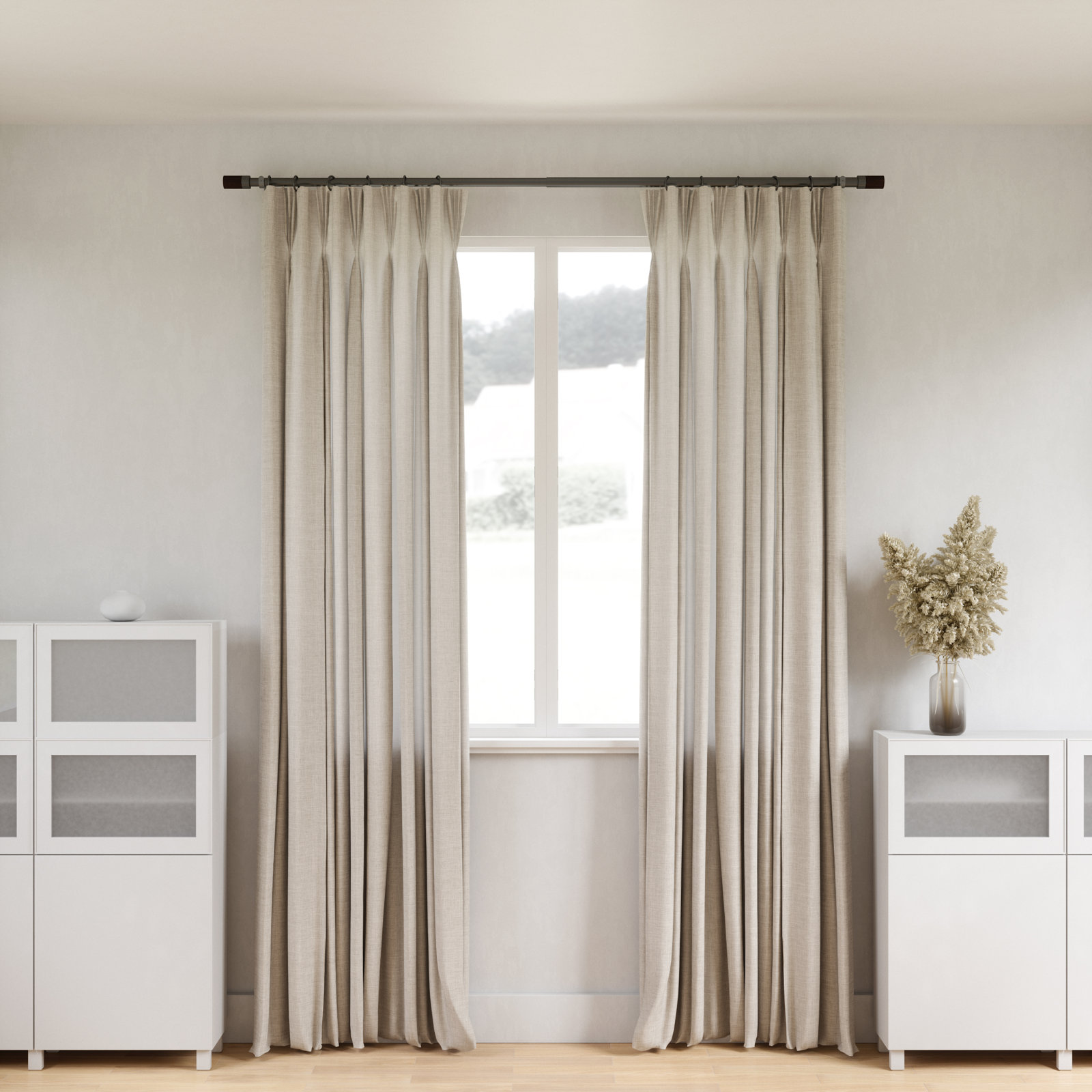 Blok 1" Adjustable Single Curtain Rod, Includes Finials, Brackets & Hardware, 36" H x 72" W x 4'' D, Gun Metal