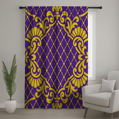 Purple Baroque Window Curtains, Baroque Sheer & Blockout Curtains - 1 Panel