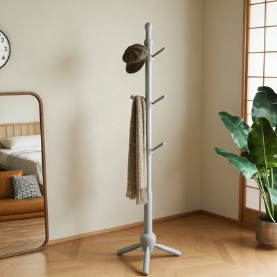 Solid Wood Coat Rack Stand With 9 Hooks And Adjustable Height, Heavy-Duty Freestanding Coat Tree For Entryway, Living Room, Office, And Hallway