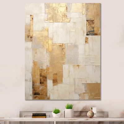 «Beige And Gold Dream Collage I», formes abstraites, art mural