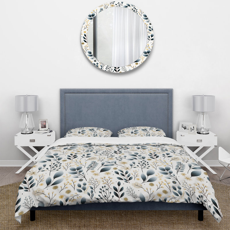 Literie monochrome botanique I, Housse de couette pour très grand lit et 2 très
