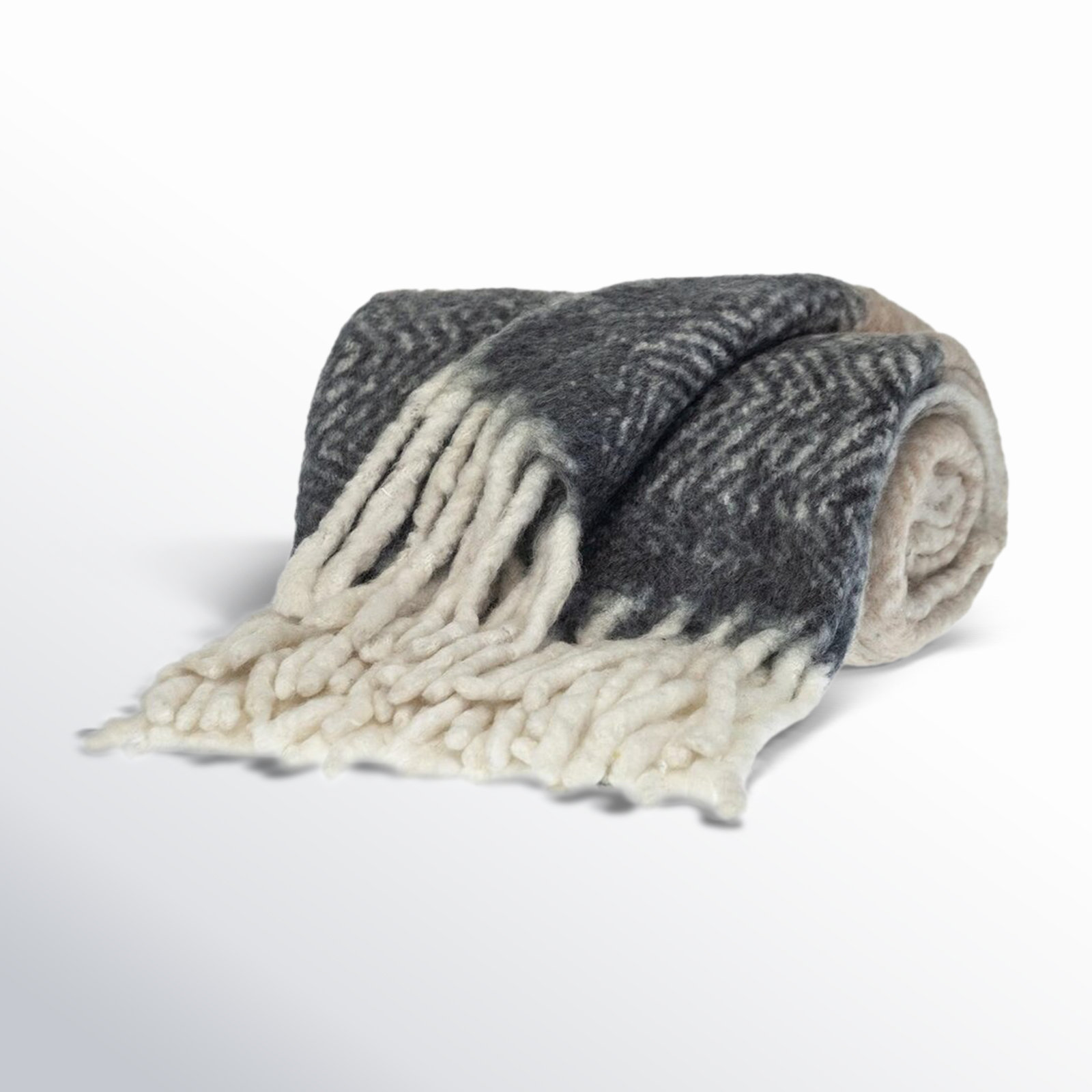 Ixia Knitted Throw Blanket, Brown/Gray