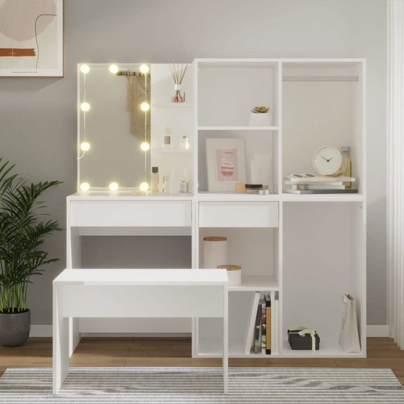 Hausmann Dressing Table with Mirror, White