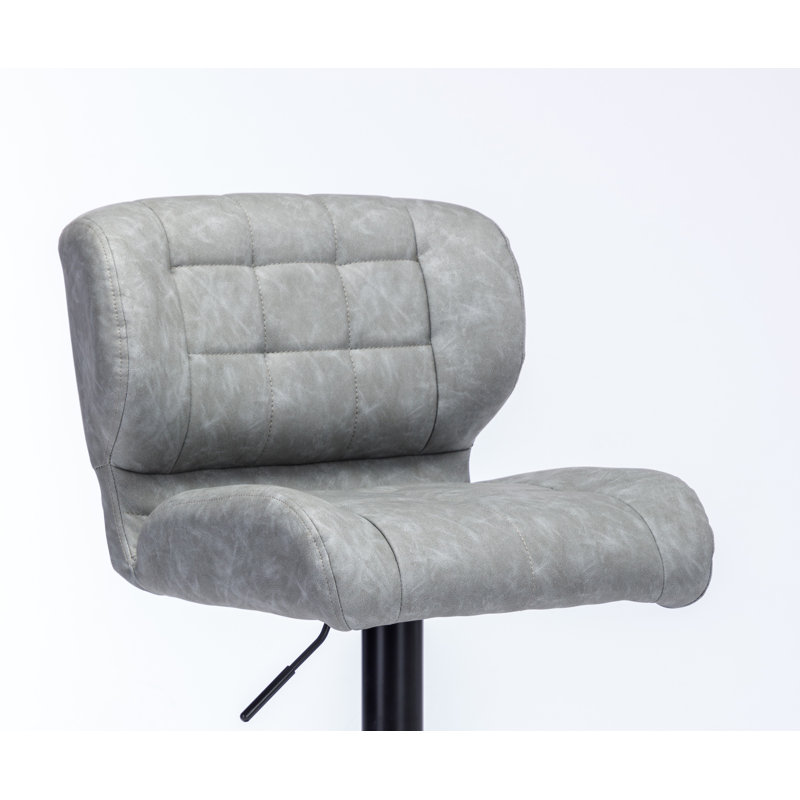 Harvey Swivel Adjustable Height Bar Stool, Pewter Gray