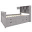 Base de lit plateforme simple avec bibliothèques de rangement et tablettes, 4 tiroirs