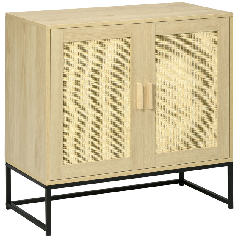 Armoire décorative avec portes, tablette réglable pour la salle de bain - Buffet décoratif naturel