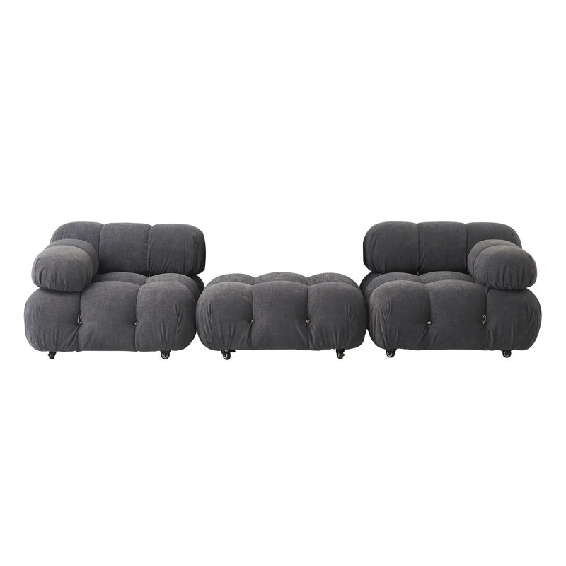 Mimosa Upholstered 113.25'' Sofa, Gray Polyester