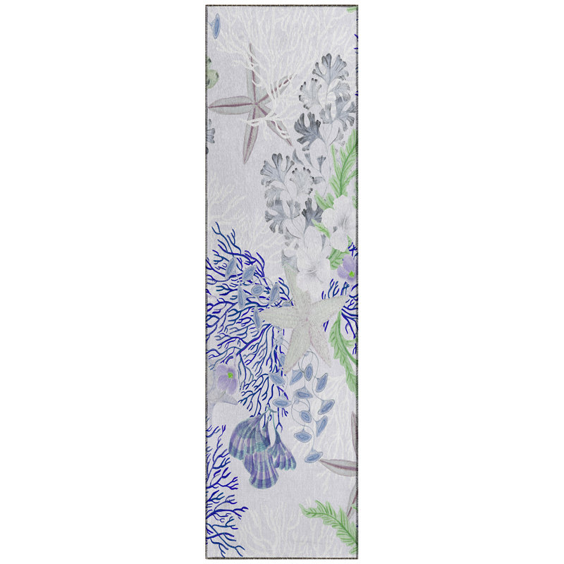 Gullette Washable Floral Indoor / Outdoor Rug, Runner 2'3" x 7'6"