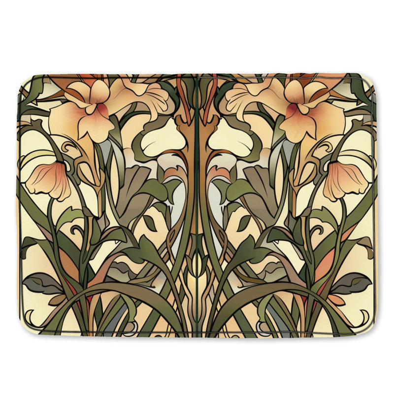 Tapis de bain floral, Simple - L 17 po x l 24 po, Motif floral beige