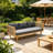 Outdoor 3-Seater Acacia Wood & Rattan Daybed Sofa with Water-Resistant Cushions, Patio Seating for Backyard & Garden-129180016