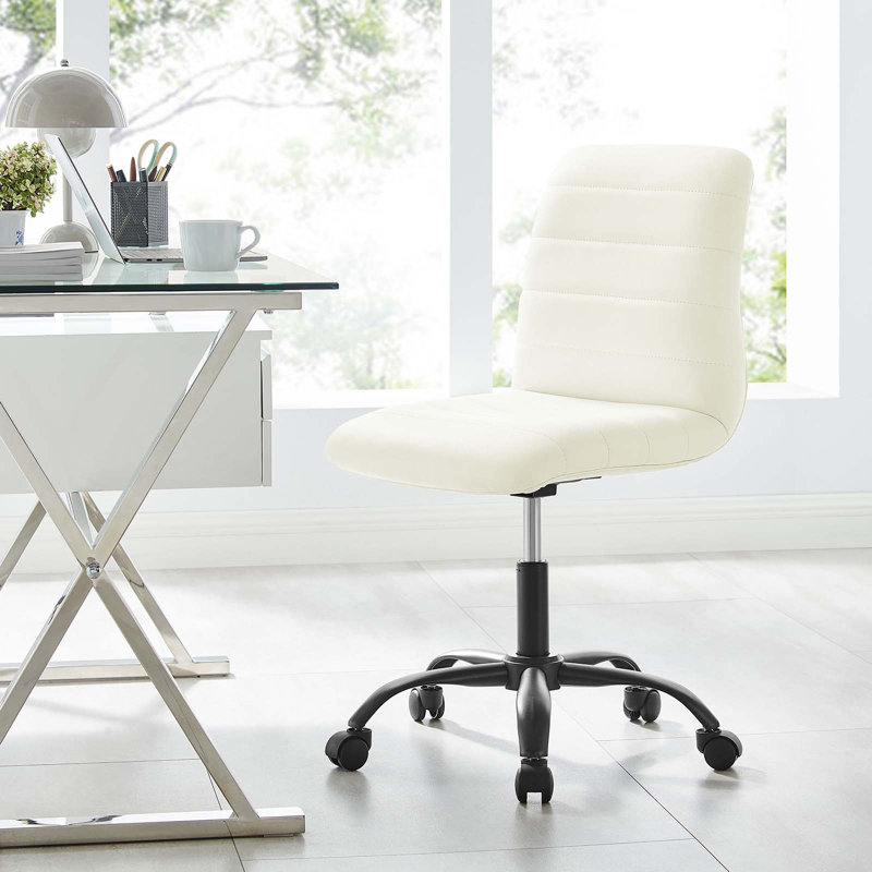 Modway Ripple Armless Vegan Leather Office Chair, White