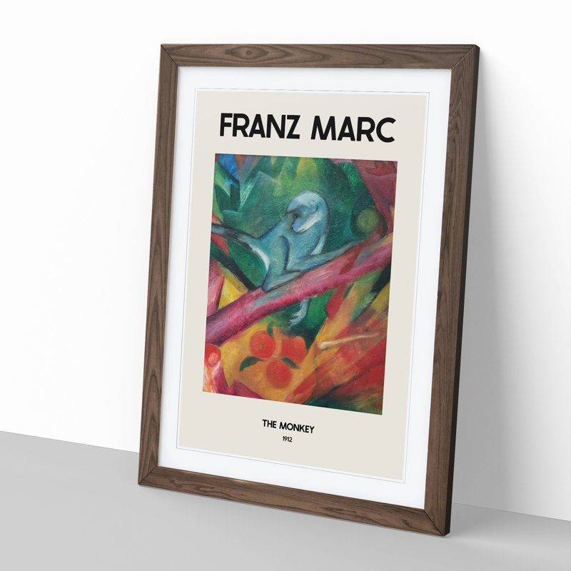 The Monkey by Franz Marc - Picture Frame Painting, Walnut Framed, 36cm H x 27cm W x 2cm D