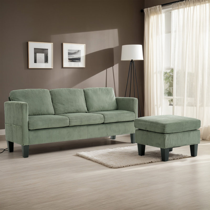 Canapé 67,32 po avec repose-pieds 1 pièce, Vert