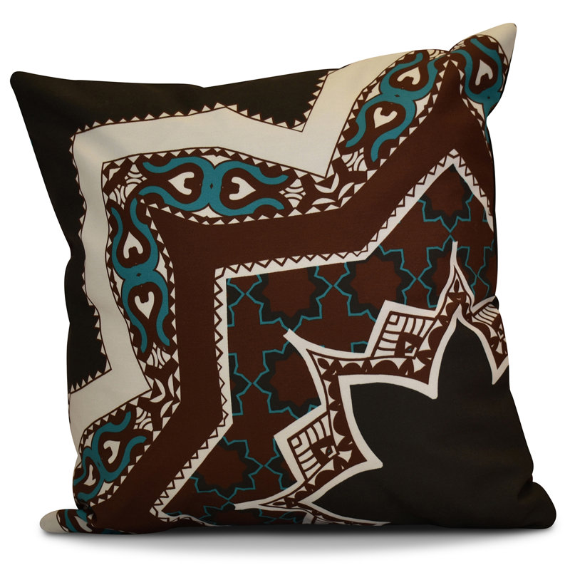 HH Revival Geometric Reversible Throw Pillow, 18"x18", Brown