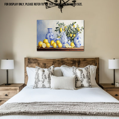 Art mural citron, toile murale, décoration murale de cuisine citron, images d'art rétro de citron pour la cuisine, décoration murale fruits pour la salle à manger, œuvre d'art méditerranéenne italienne encadrée prête à accrocher 20 po x 30 po