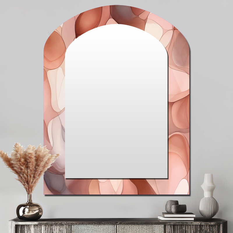 Nutshell Abstractions Abstract Watercolor III - Abstract Shapes Asymmetrical Large Wall Mirror, Modern Arch Unique Mirror, Printed Metal Art