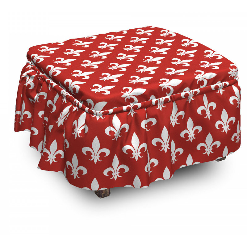 Ensemble de housse pour repose-pieds à coussins carrés de boîte 2 pièces fleur de lis heraldry