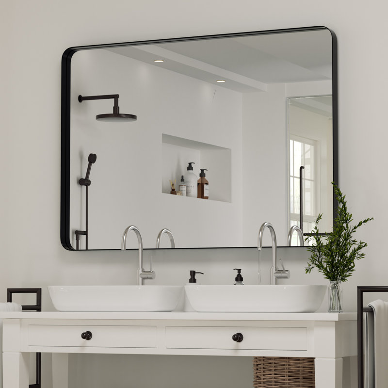 Miroir de salle de bain Morelock, Noir, 40 po x 30 po