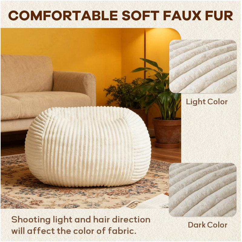 High-End Beige Adult Bean Bag Chair - Ultra Plush Memory Foam Lounge Sofa And Comfortable Reading Corner Chair, Suitable For Bedroom, Living Room, And Dormitory.