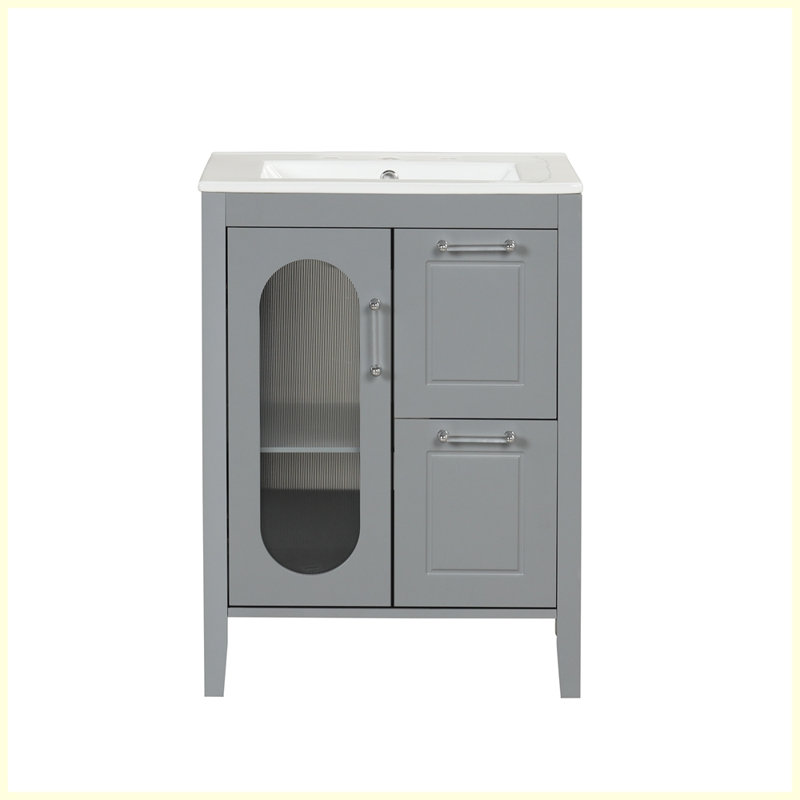 Meuble-lavabo moderne avec lavabo et tiroirs Modern, Gris