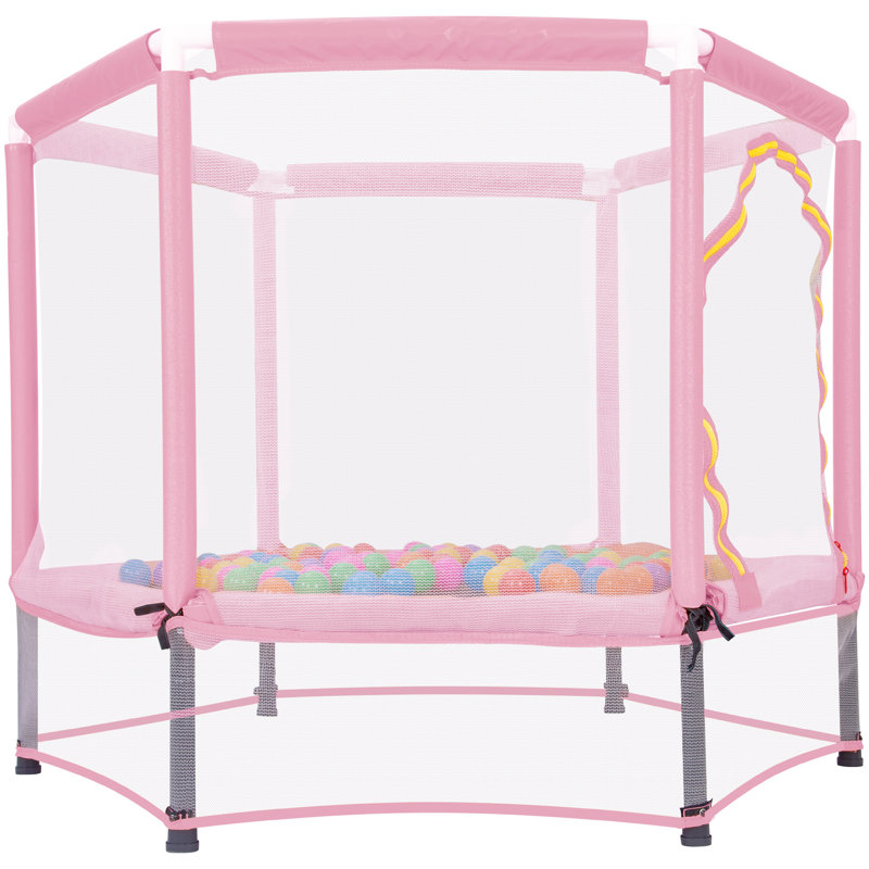Trampoline pour tout-petits 55 "avec filet de sécurité et balles - Mini amusement intérieur / extérieur pour les enfants