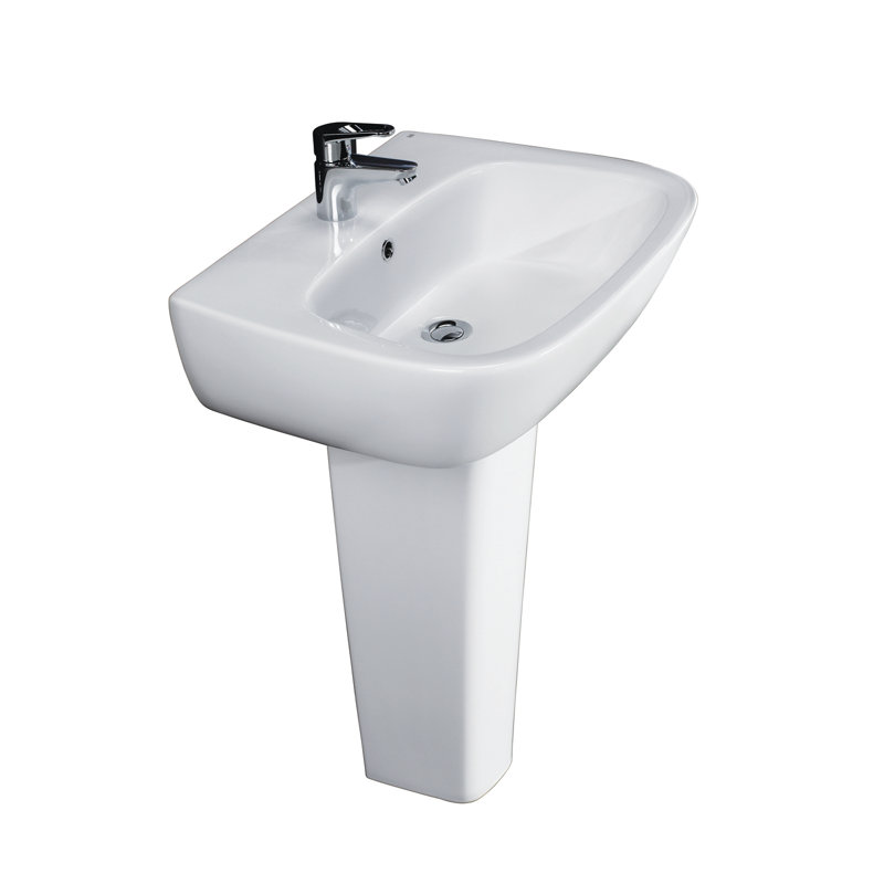 Barclay Elena 18.12'' White Vitreous China Rectangular Bathroom Sink with Overflow, 32.37" H x 19.75" W x 18.12" D
