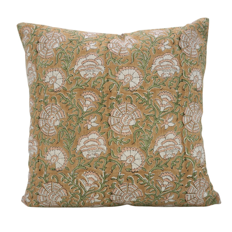 Imprimé floral fabriqué à la main Fabividine, brun, Sonakshi, H 14 po x l 14 po