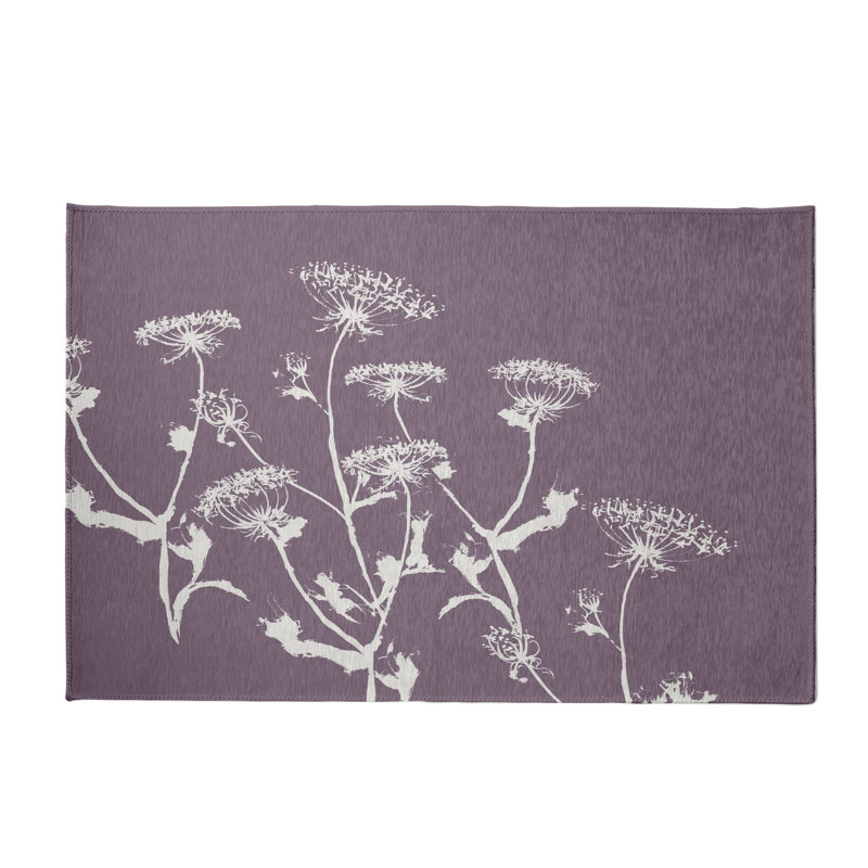 Tapis mauve à motif floral Alvordton, Rectangle 4 pi x 6 pi