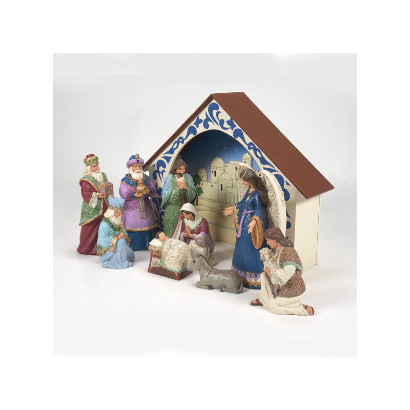 Ensemble de figurines de crèche 10 pièces