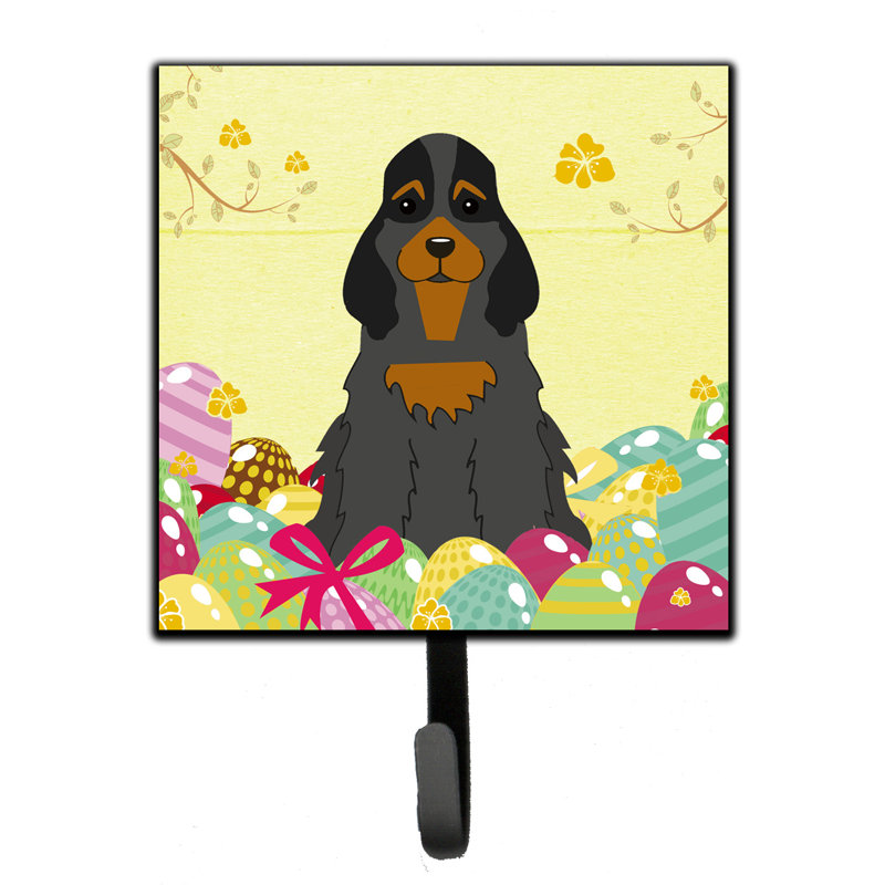 Mcelyea Metal Wall Organizer with Key Hooks, Cocker Spaniel, Yellow/Brown/Grey