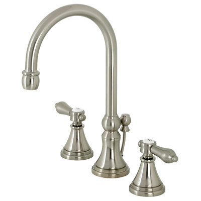 Kingston Brass Heirloom Two-Handle 3-Hole Deck Mount Widespread Bathroom Faucet with Brass Pop-Up Drain